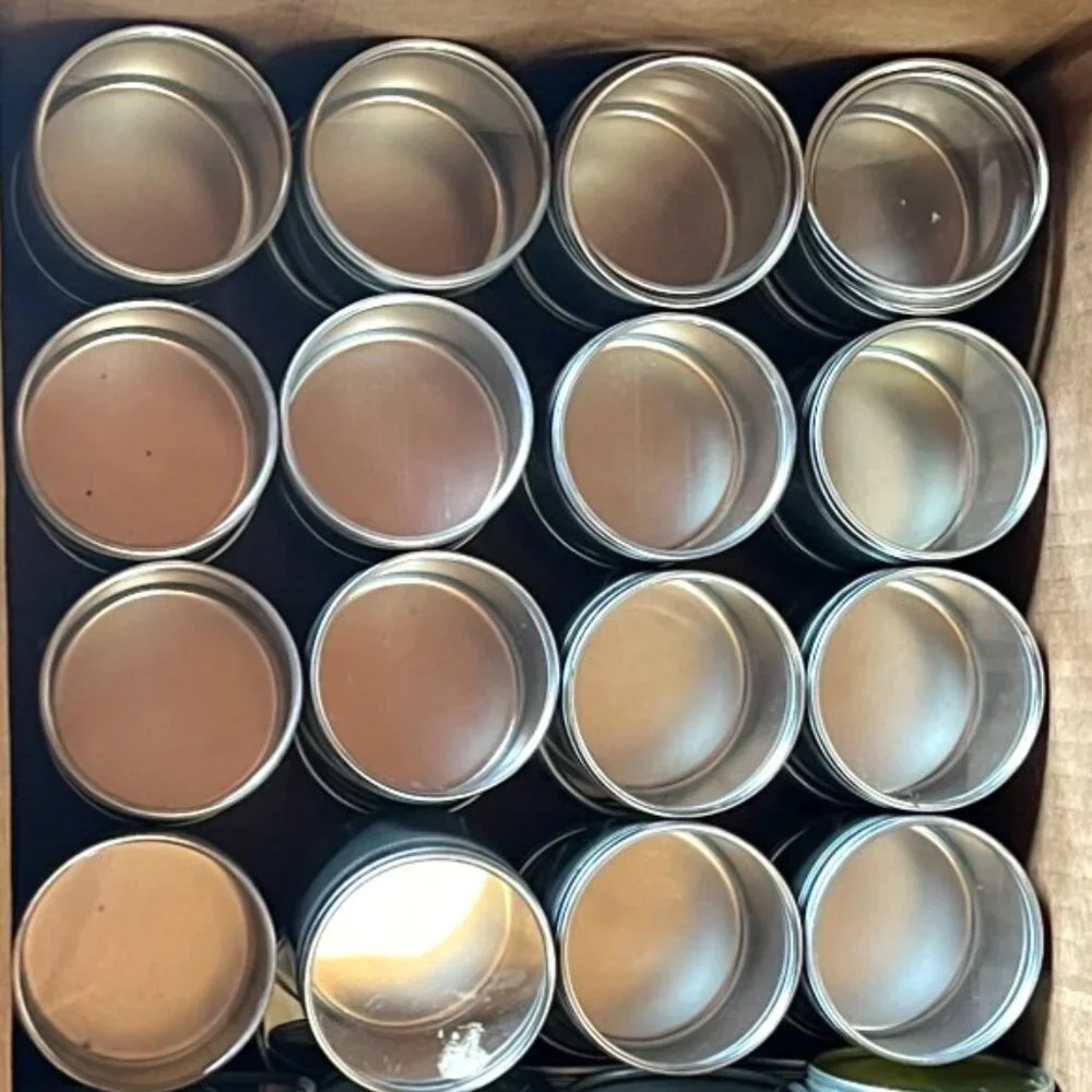 Box of 39 Silver 4-oz. Deep Round Tins w/Clear Plastic Lids & Magnetic Bottom